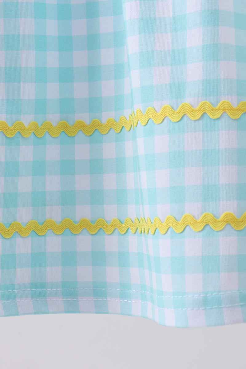 Blue gingham butterfly & bee pocket flutter dress - Abbies Place