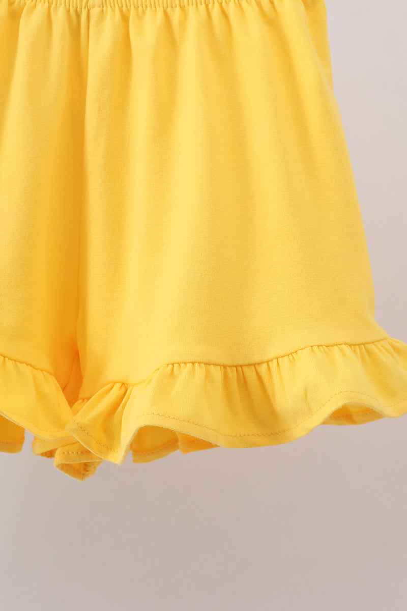 Blue gingham butterfly & bee pocket ruffle shorts set - Abbies Place