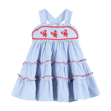 Load image into Gallery viewer, Blue Gingham Crawfish Layered Sundress
