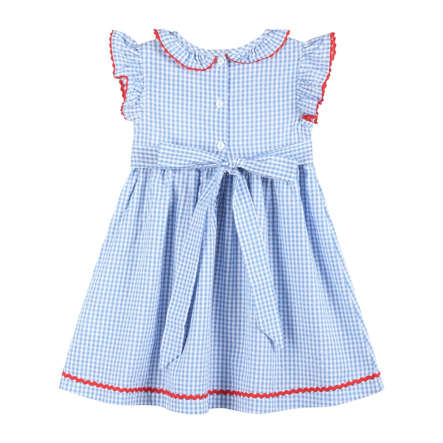 Blue Gingham Crawfish Smocked Dress - Abbies Place