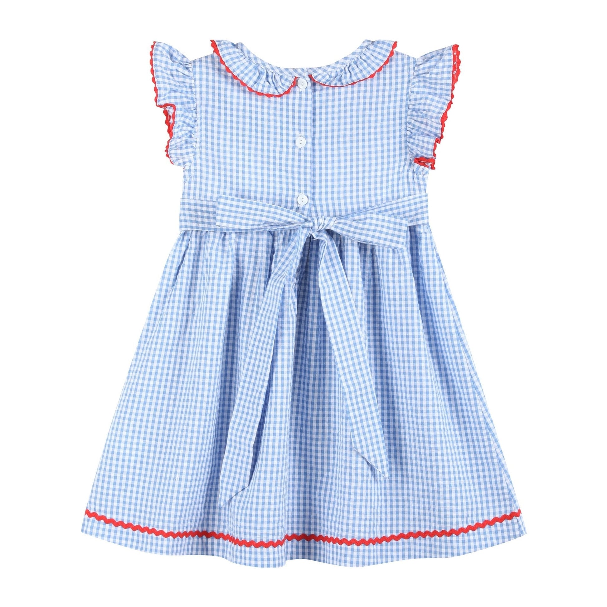 Blue Gingham Crawfish Smocked Dress - Abbies Place
