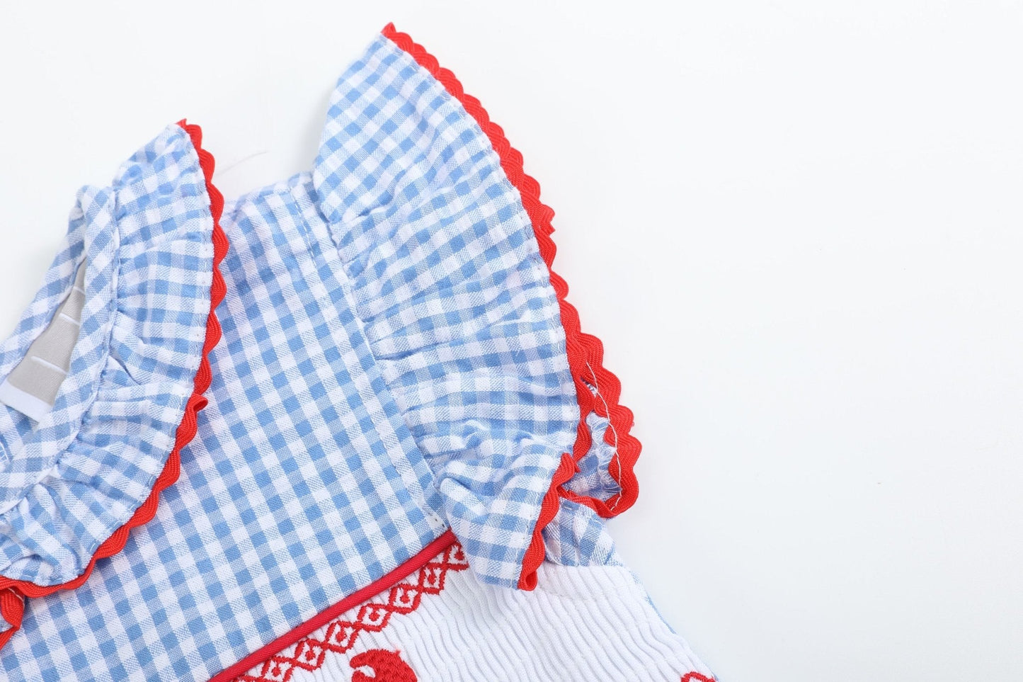 Blue Gingham Crawfish Smocked Dress - Abbies Place
