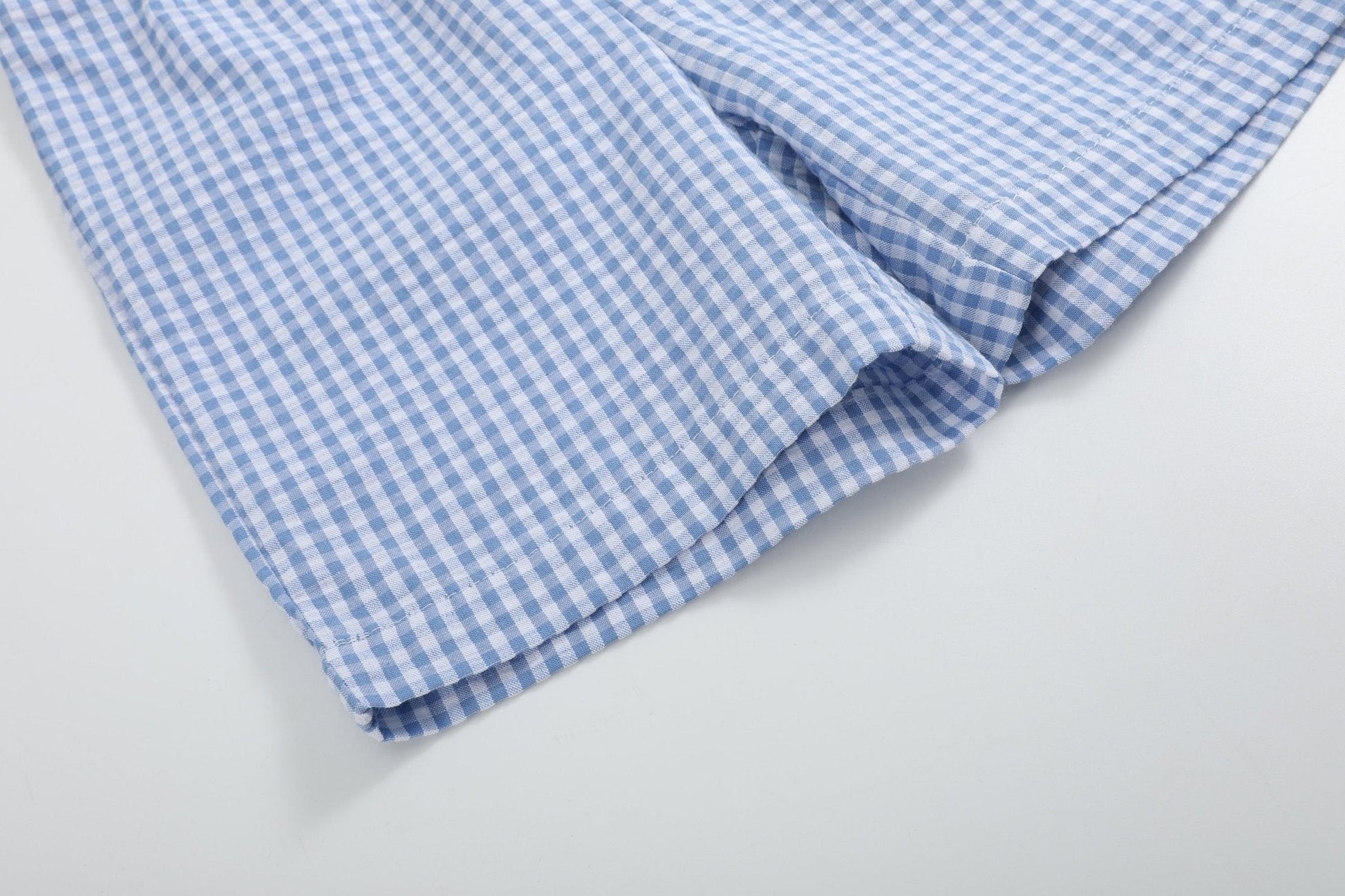 Blue Gingham Crawfish Smocked Shirt and Shorts Set - Abbies Place