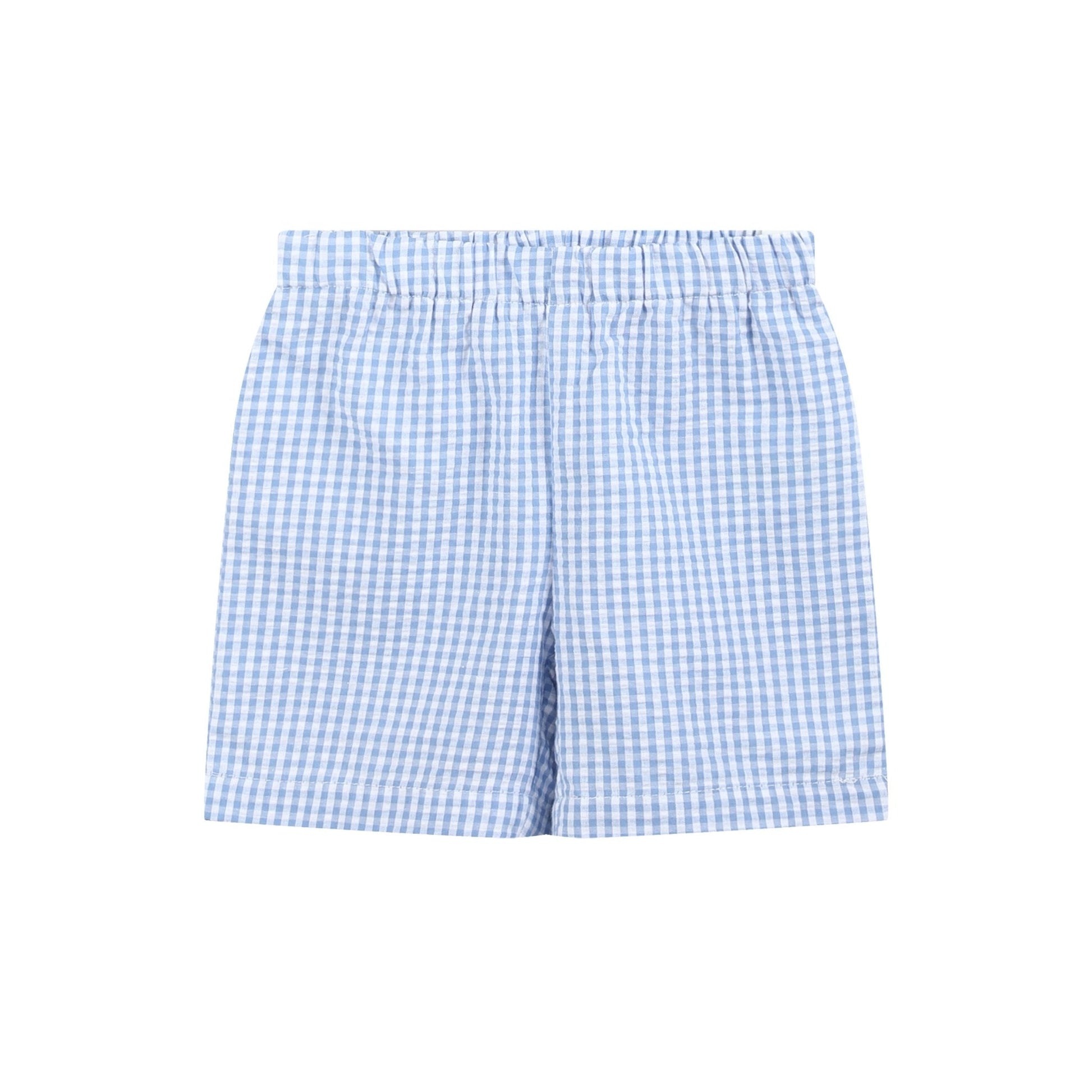 Blue Gingham Crawfish Smocked Shirt and Shorts Set - Abbies Place