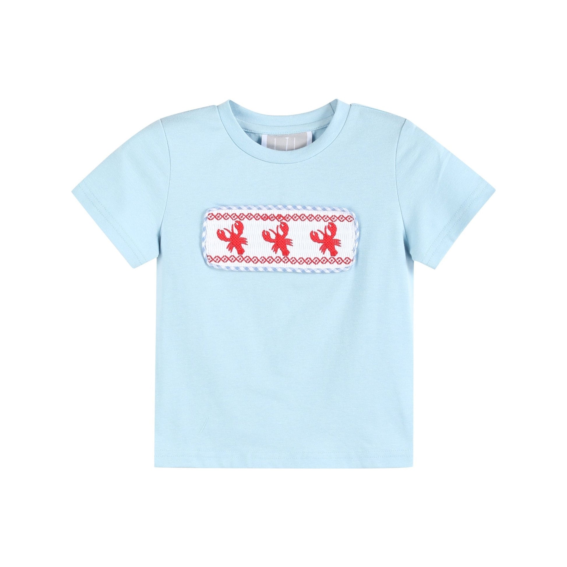 Blue Gingham Crawfish Smocked Shirt and Shorts Set - Abbies Place