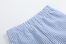 Load image into Gallery viewer, Blue Gingham Crawfish Smocked Shirt and Shorts Set
