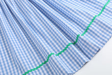 Load image into Gallery viewer, Blue Gingham Farm Smocked Bishop Dress
