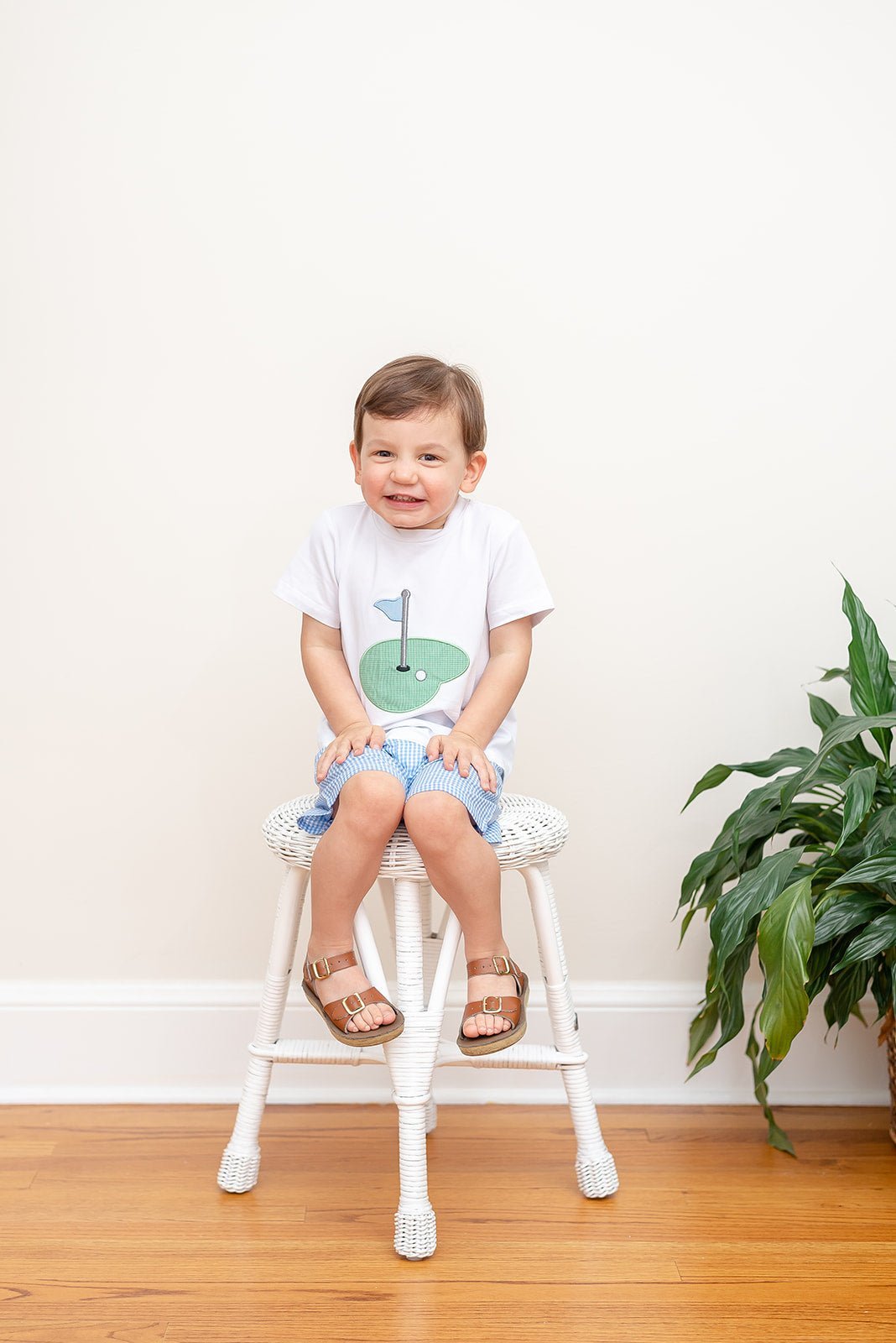 Blue Gingham Golf Hole Shirt and Boy Shorts Set - Abbies Place