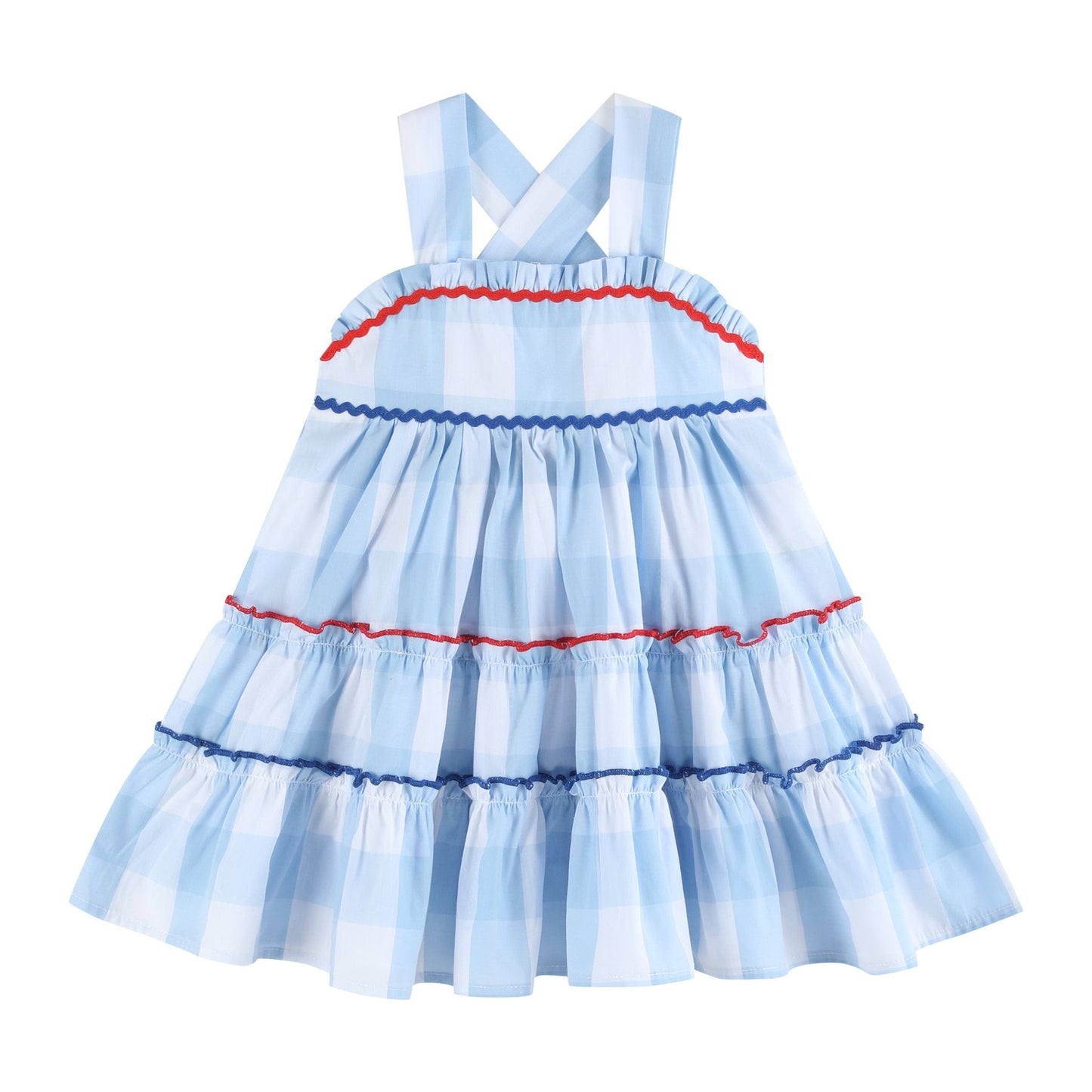 Blue Gingham Layered Sundress - Abbies Place