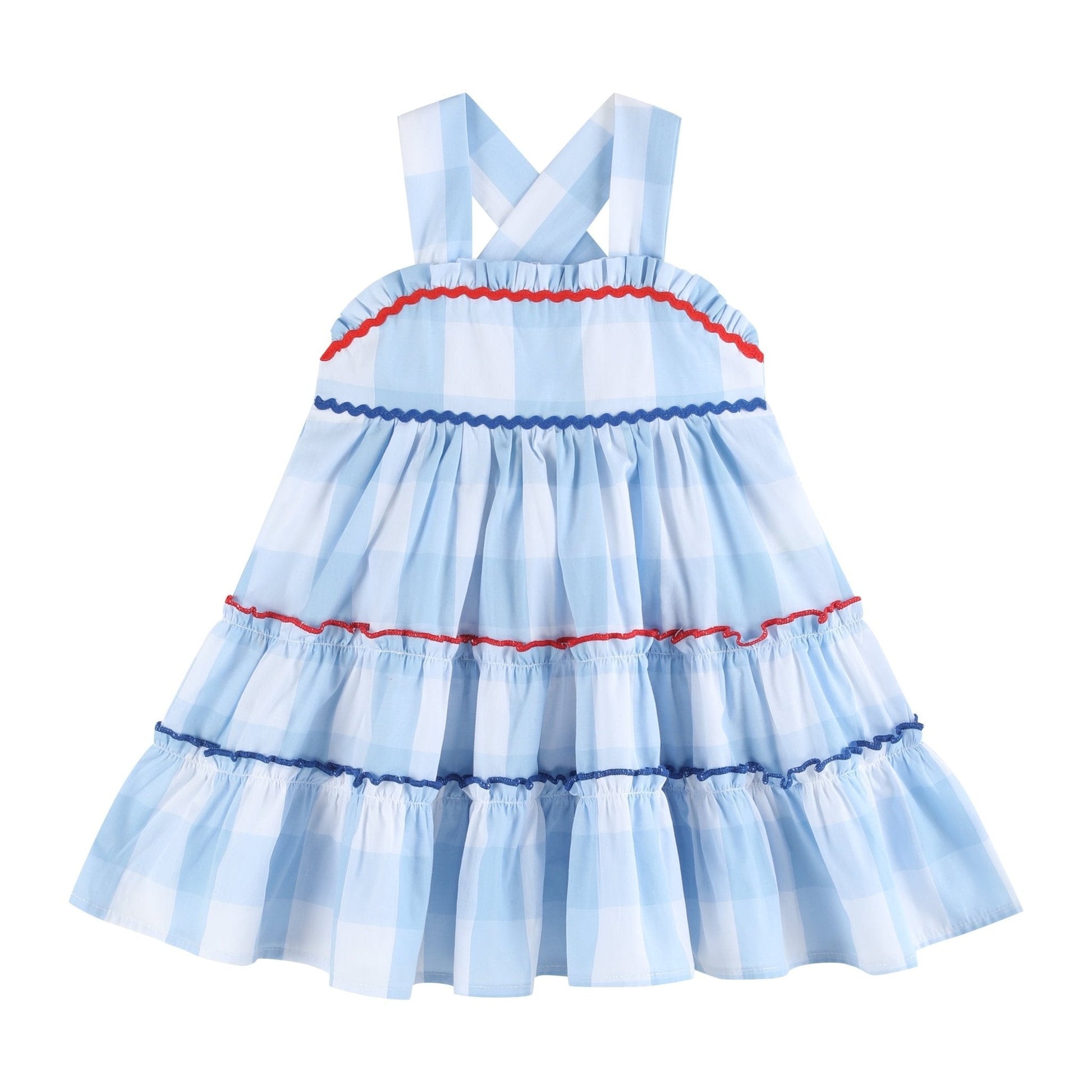 Blue Gingham Layered Sundress - Abbies Place