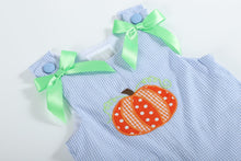 Load image into Gallery viewer, Blue Gingham Pumpkin Playsuit
