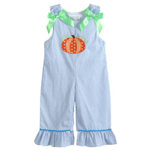 Load image into Gallery viewer, Blue Gingham Pumpkin Playsuit
