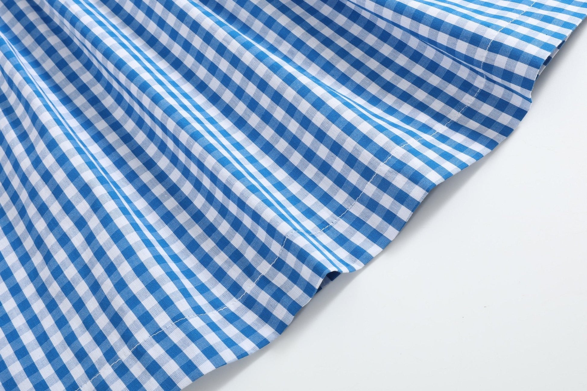 Blue Gingham Pumpkin Smocked Ruffle Bishop Dress - Abbies Place