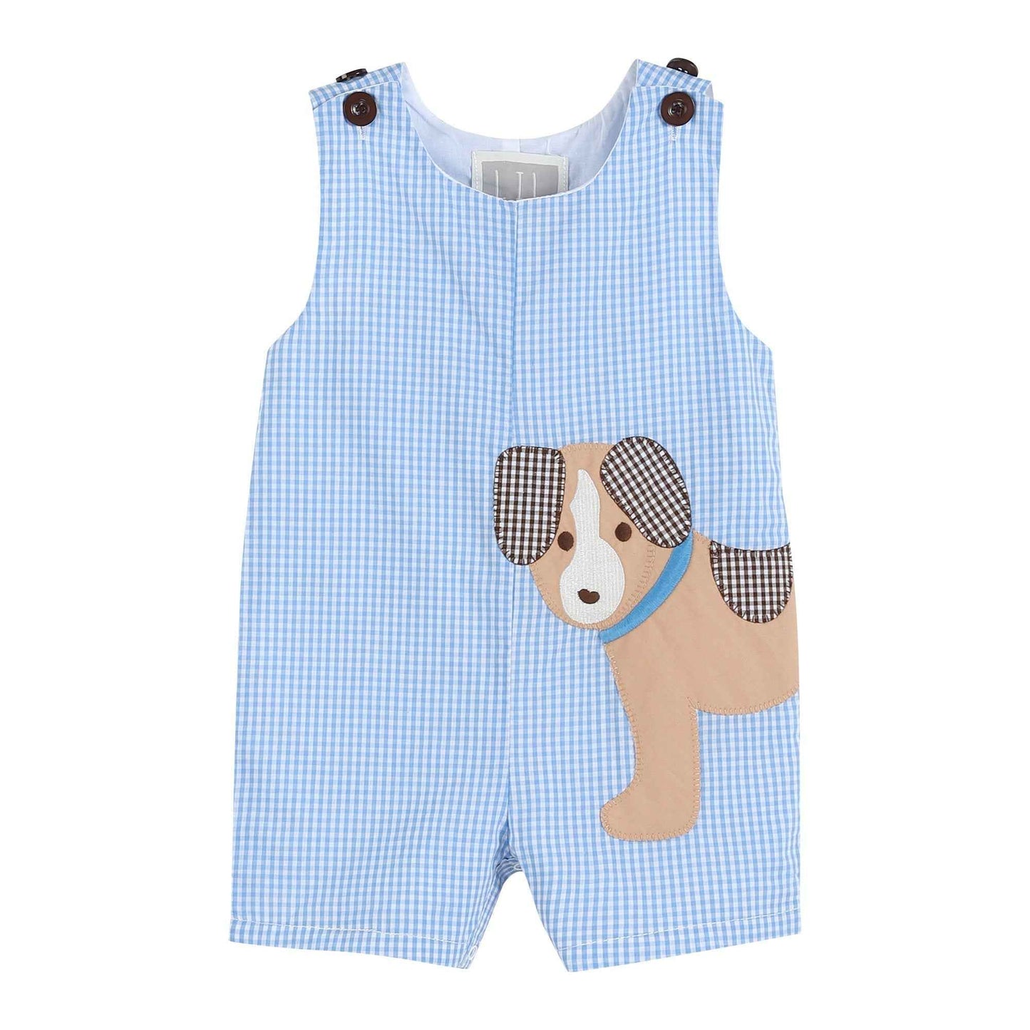 Blue Gingham Puppy Shortalls - Abbies Place