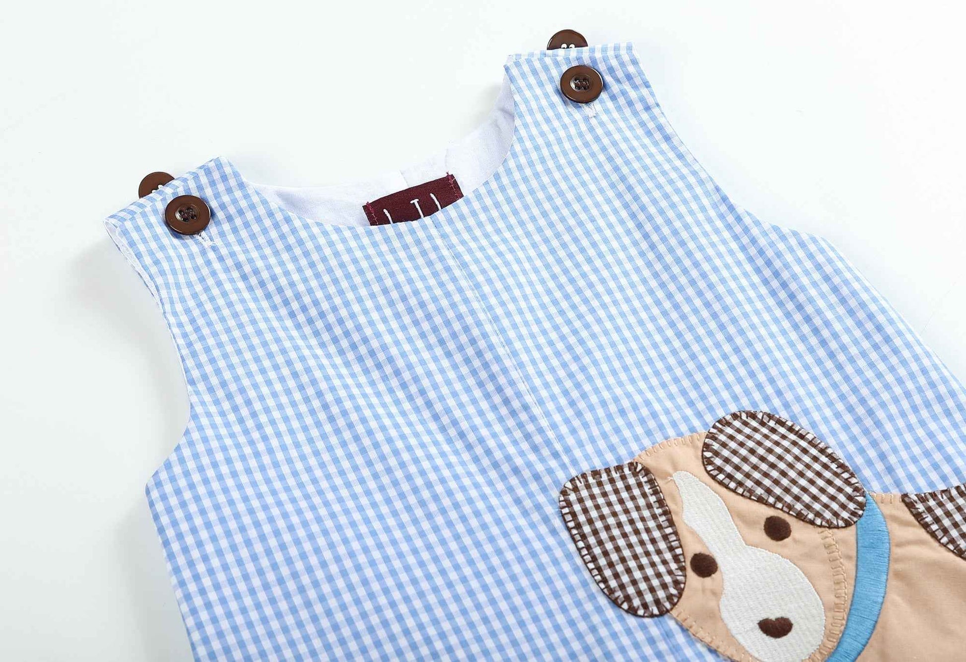 Blue Gingham Puppy Shortalls - Abbies Place