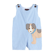 Load image into Gallery viewer, Blue Gingham Puppy Shortalls
