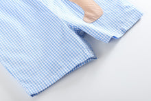 Load image into Gallery viewer, Blue Gingham Puppy Shortalls
