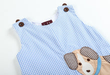 Load image into Gallery viewer, Blue Gingham Puppy Shortalls
