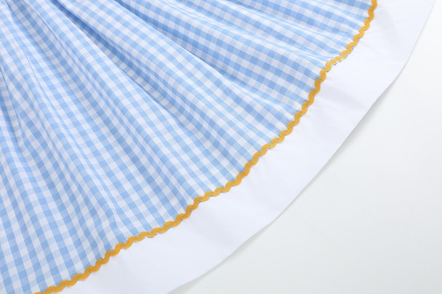 Blue Gingham Sunflower Smocked Bishop Dress - Abbies Place