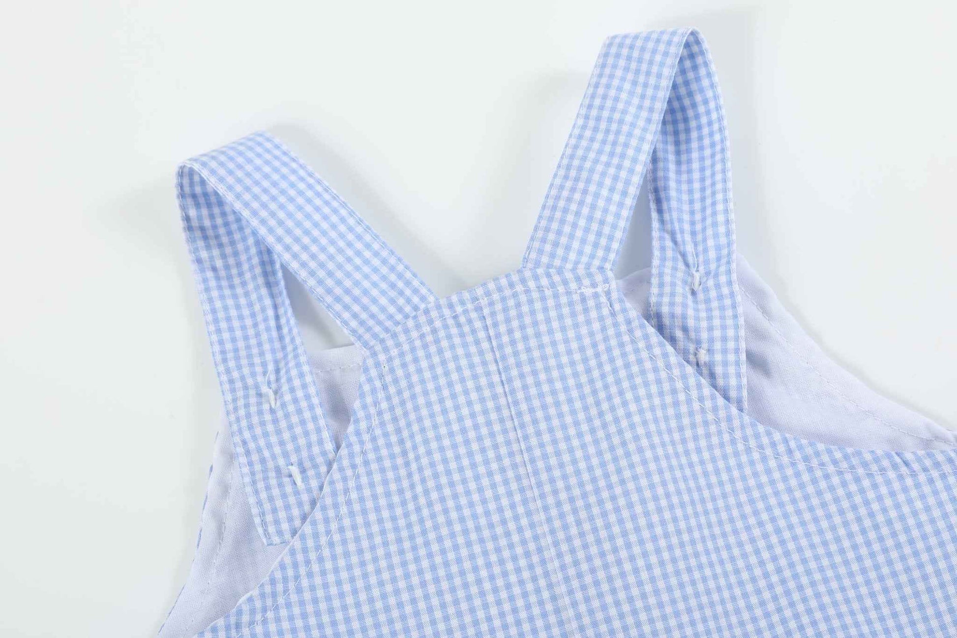 Blue Gingham Whale Overall Shortalls - Abbies Place