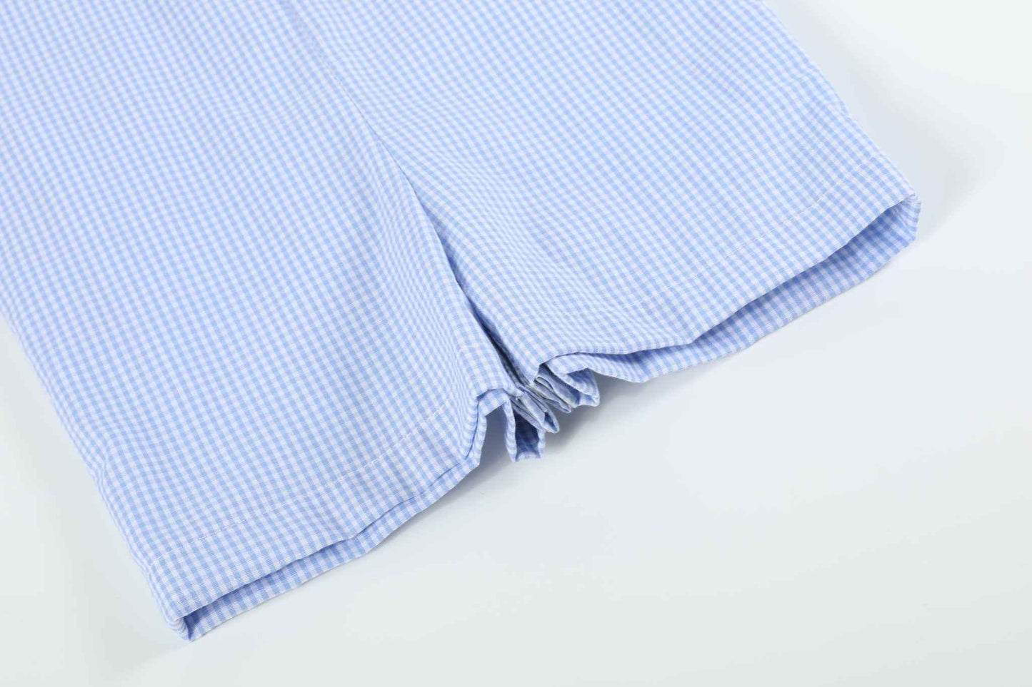 Blue Gingham Whale Overall Shortalls