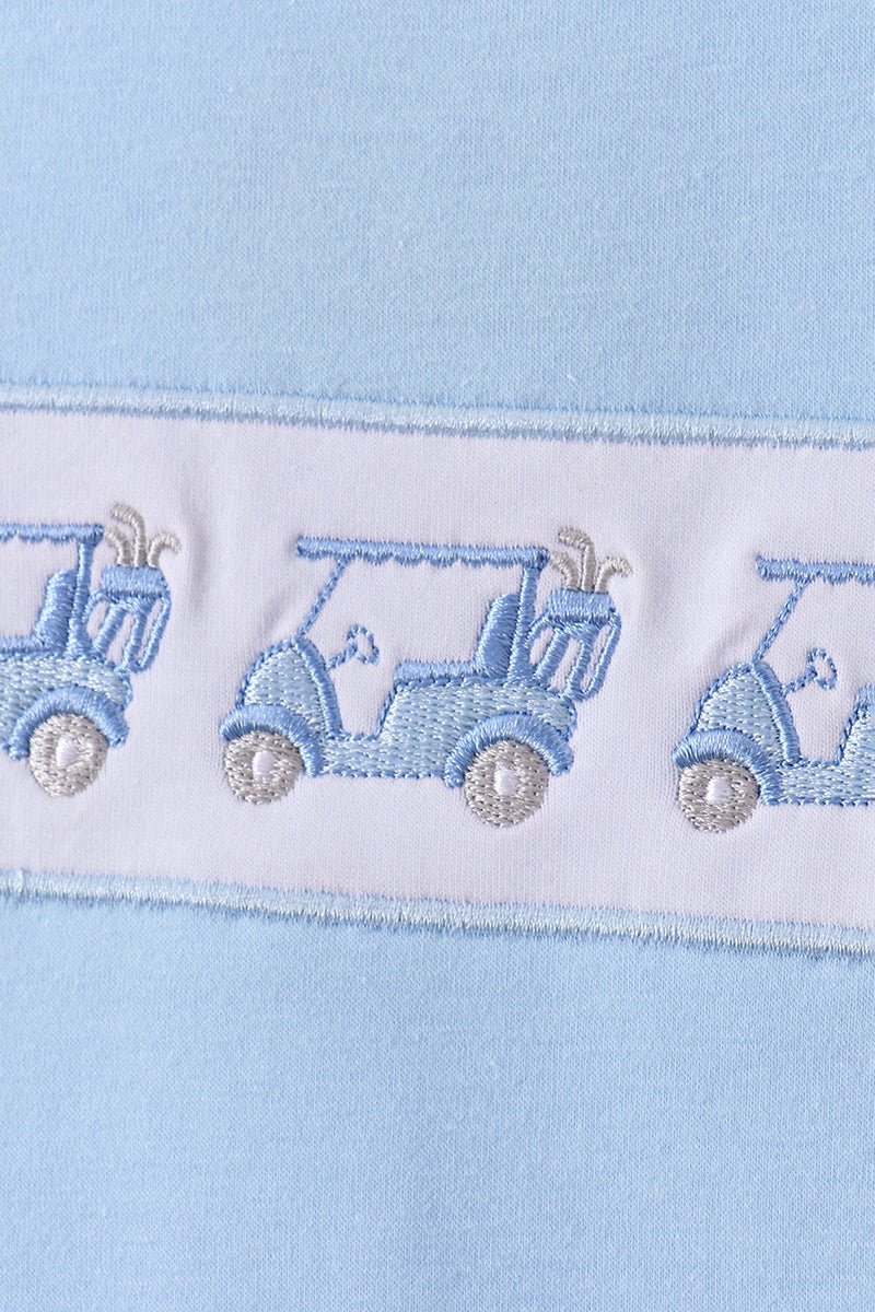 Blue golf cart embroidery pants set - Abbies Place