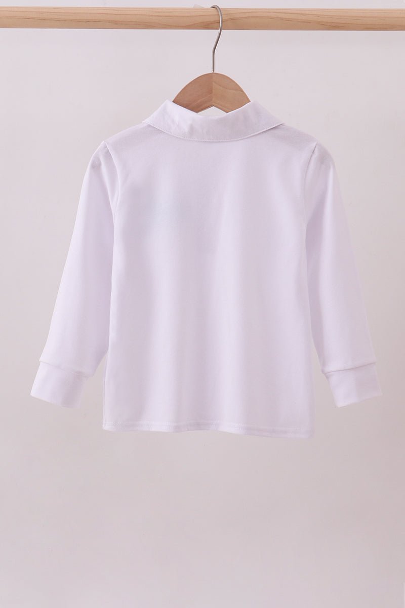 Blue heart french knot button down top - Abbies Place