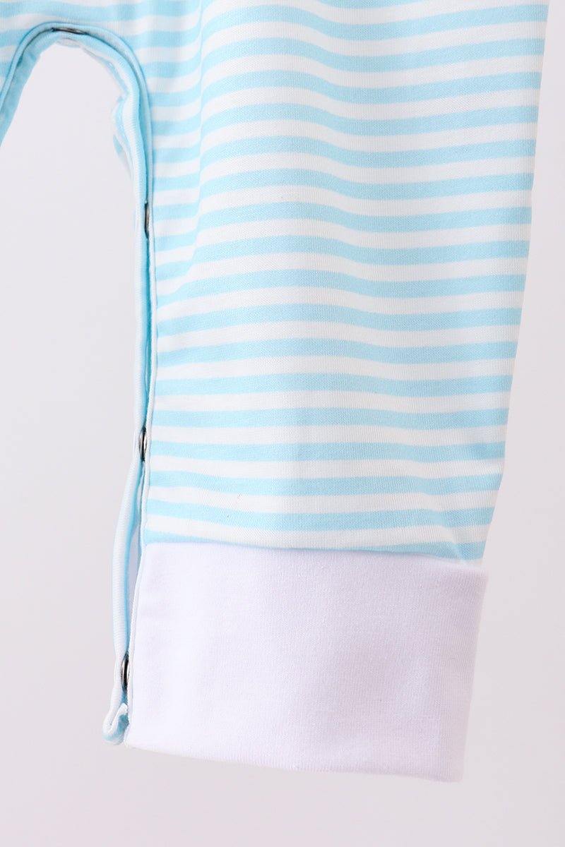 Blue heart french knot romper - Abbies Place