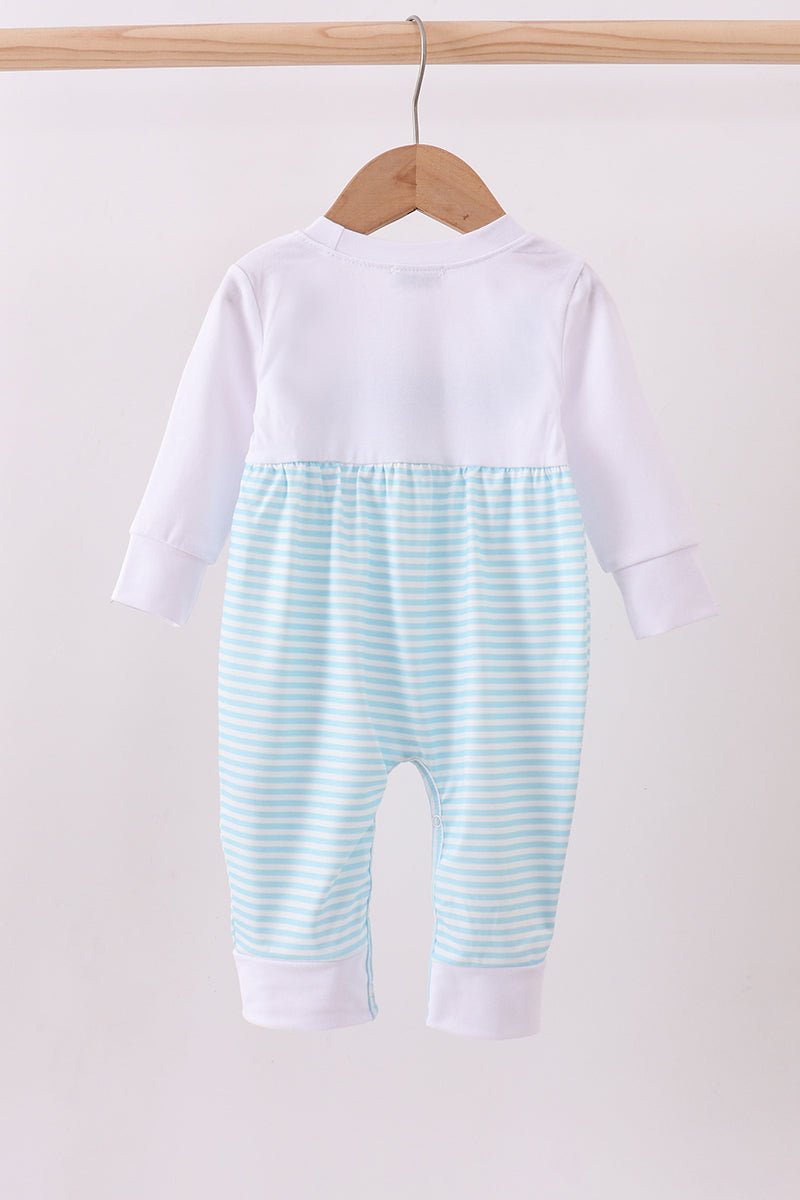 Blue heart french knot romper - Abbies Place