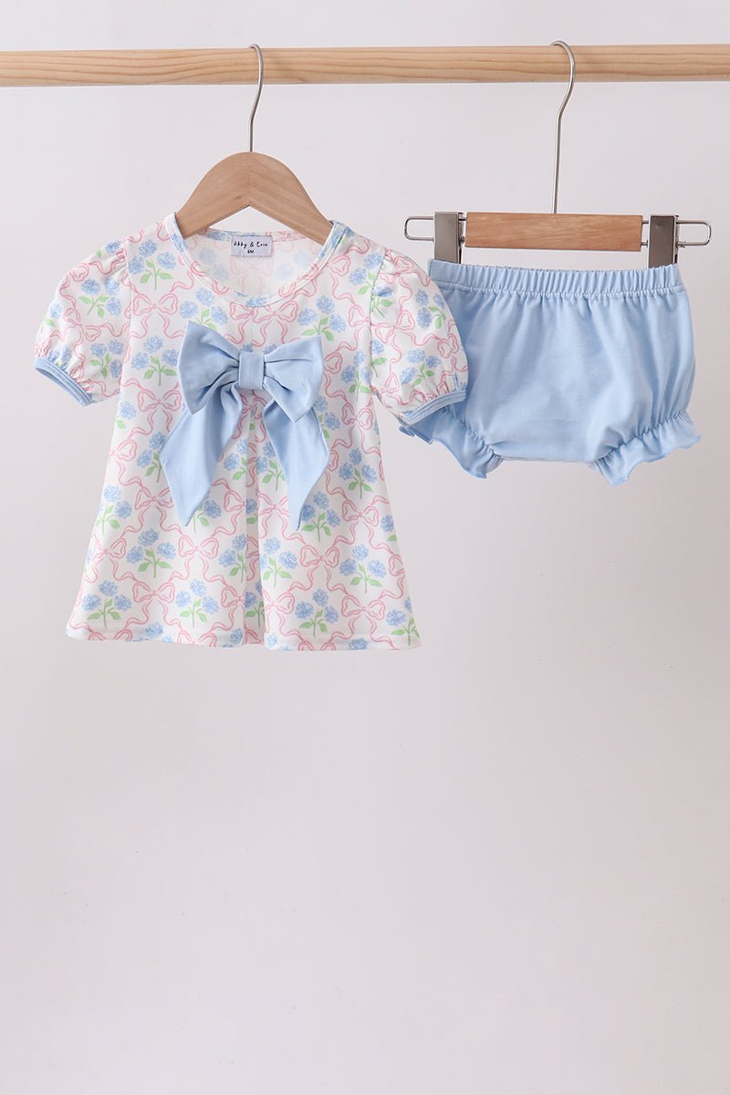 Blue Hydrangea Bow Bloomer Set - Abbies Place