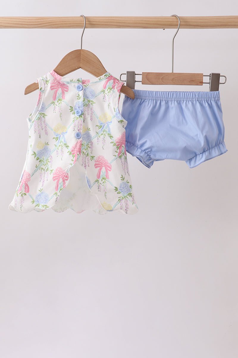 Blue Hydrangea Bow Bloomer Set - Abbies Place
