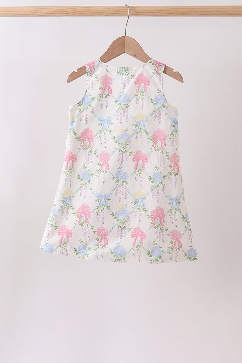 Blue Hydrangea Bow Dress - Abbies Place