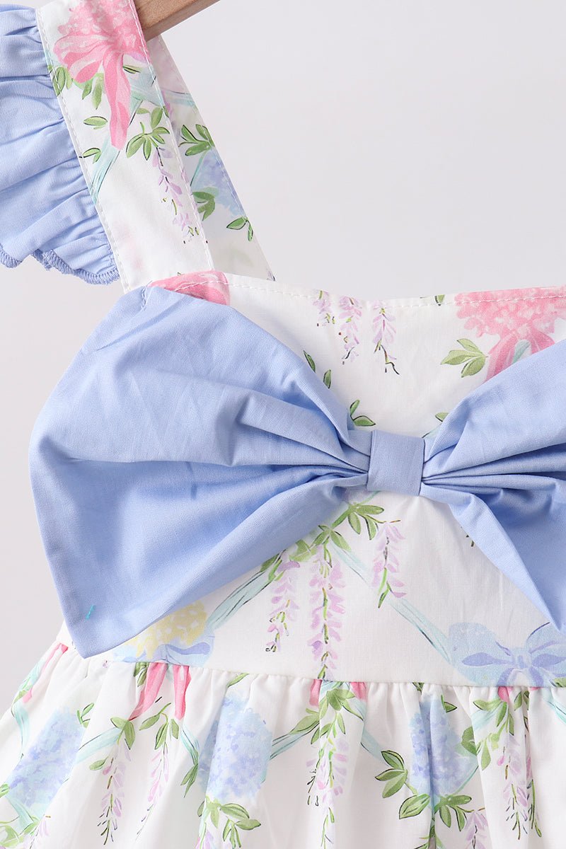 Blue Hydrangea Ruffle Bow Set - Abbies Place