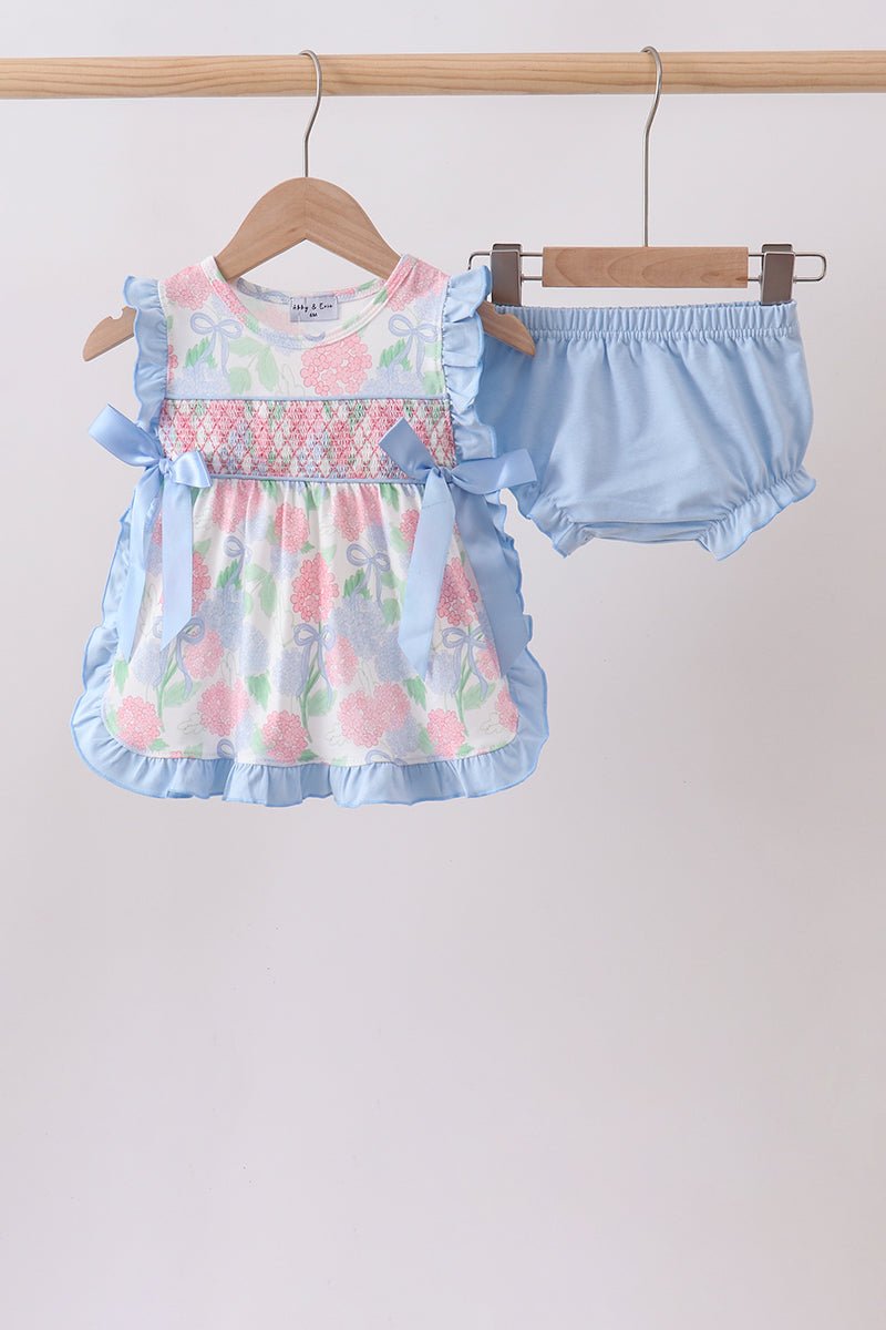Blue Hydrangea Smocked Bloomer Set - Abbies Place