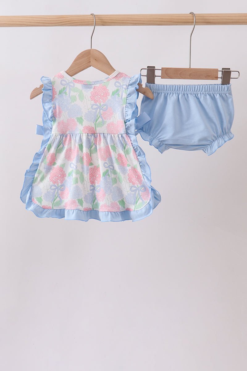 Blue Hydrangea Smocked Bloomer Set - Abbies Place