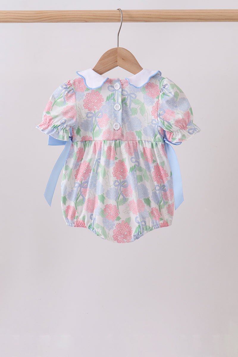 Blue Hydrangea Smocked Pearl Bubble - Abbies Place