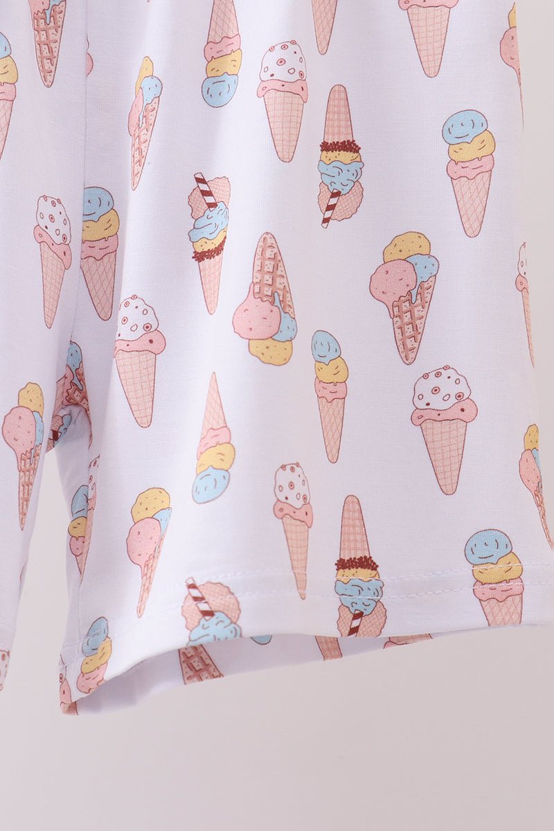 Blue ice cream print bamboo pajama set - Abbies Place