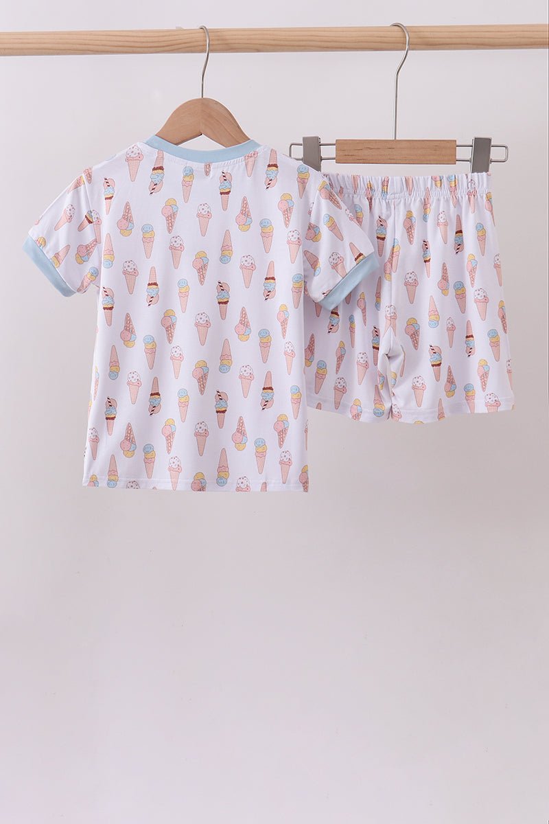 Blue ice cream print bamboo pajama set - Abbies Place