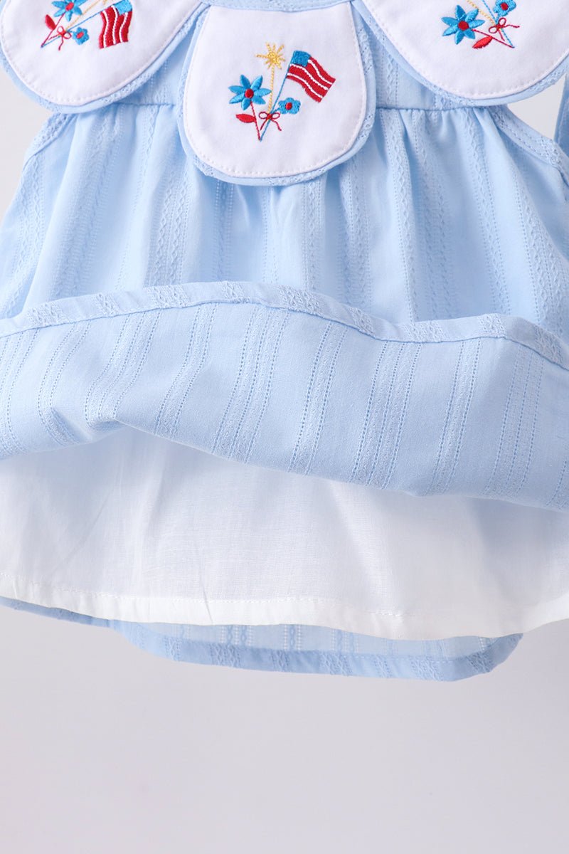 Blue jacquard embroidery bloomer set - Abbies Place