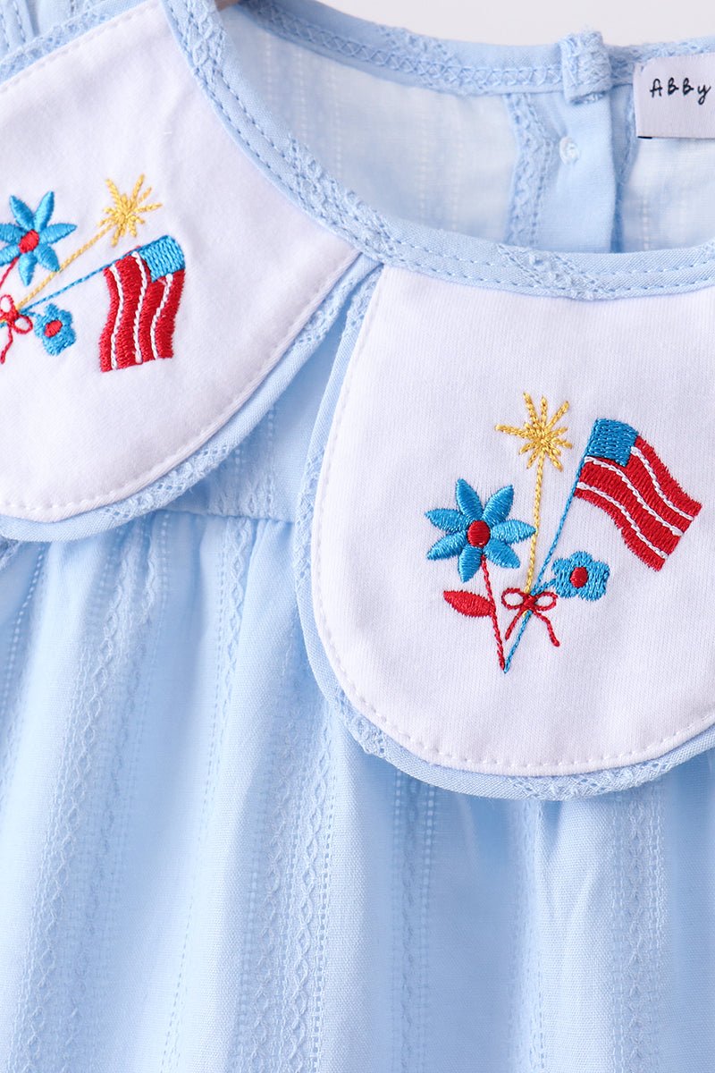 Blue jacquard embroidery bloomer set - Abbies Place