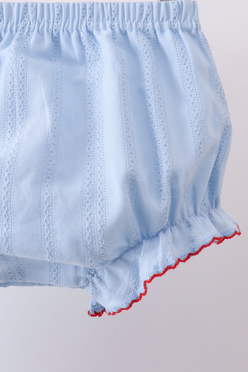 Blue jacquard embroidery bloomer set - Abbies Place