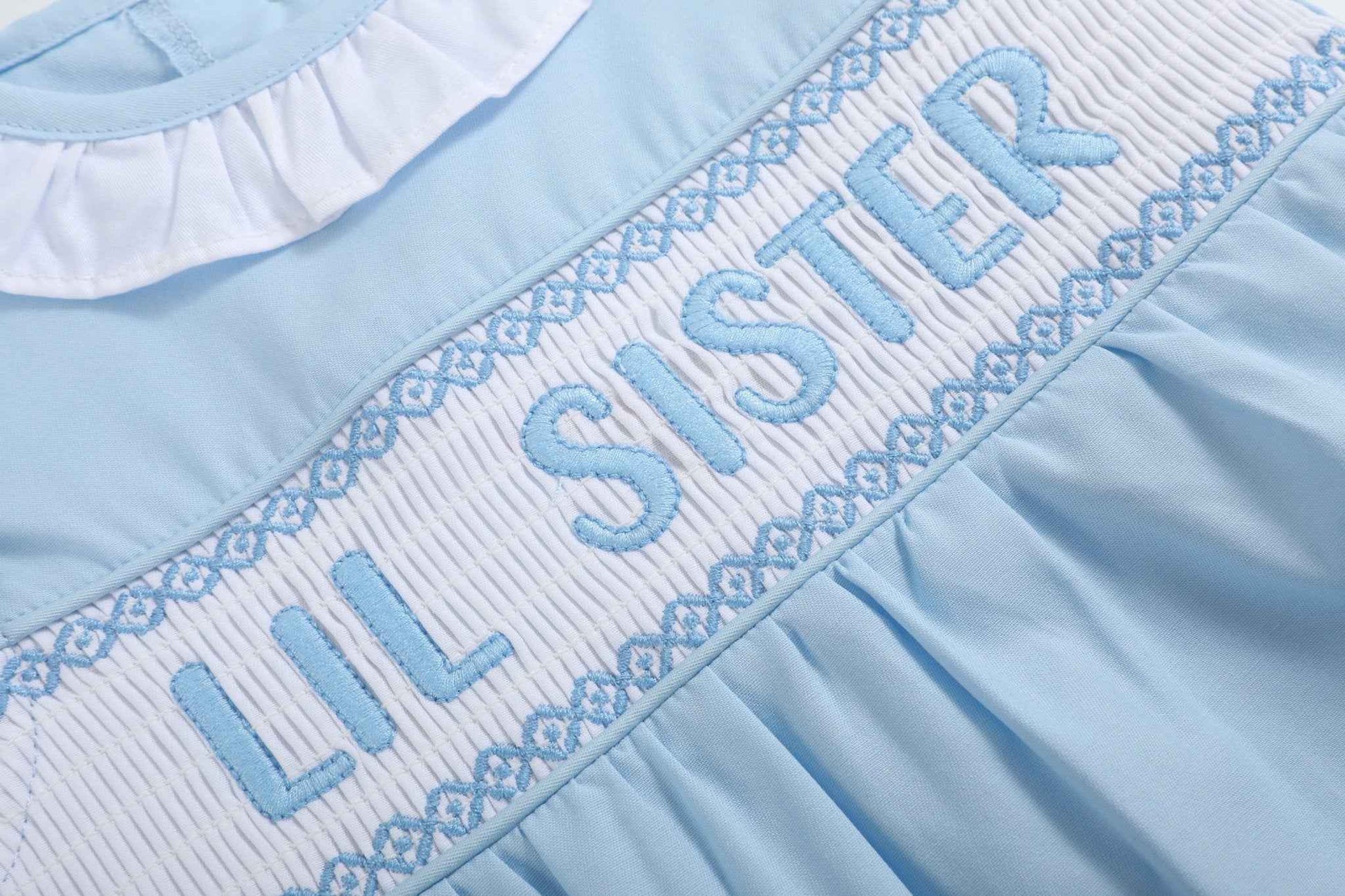 Blue Lil Sister Smocked Romper - Abbies Place
