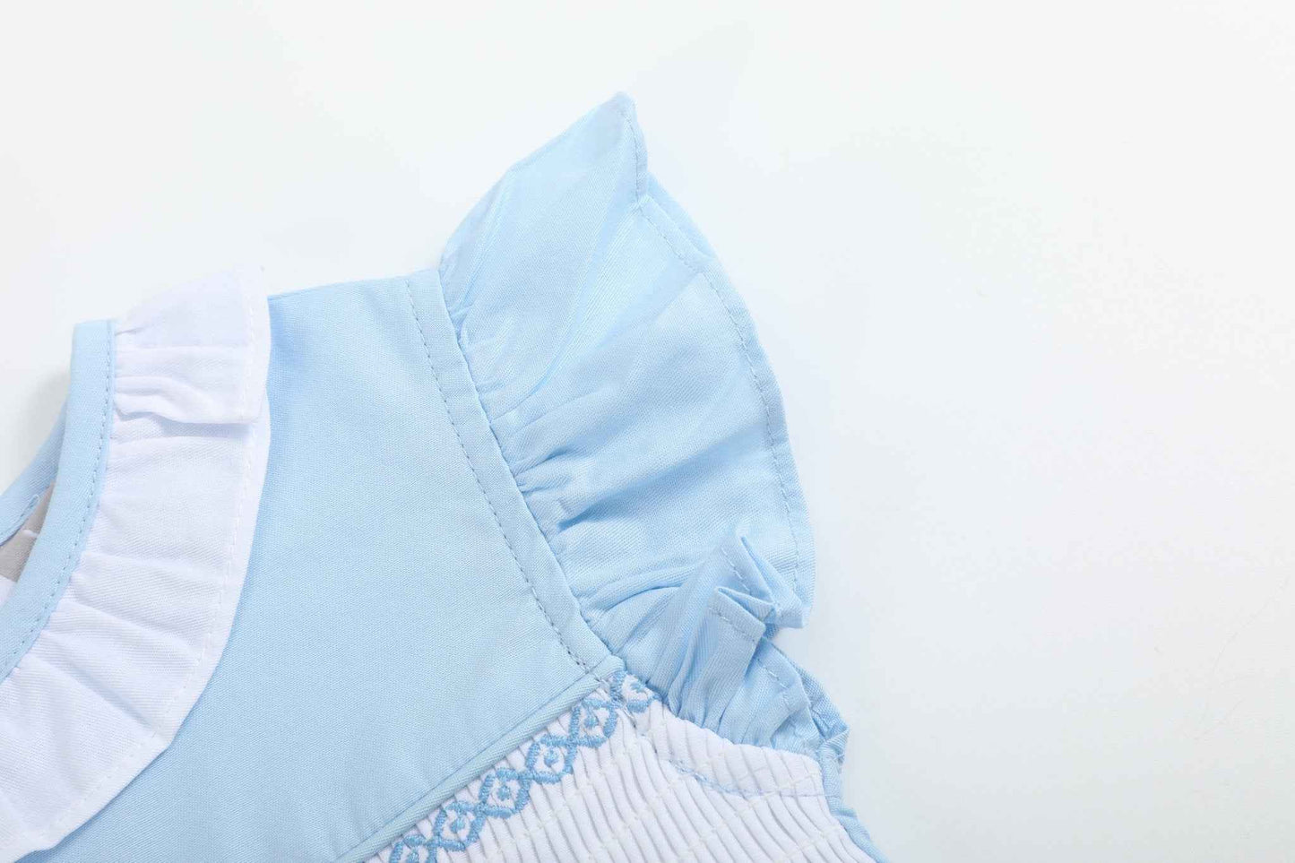 Blue Lil Sister Smocked Romper - Abbies Place