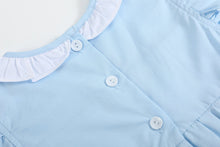 Load image into Gallery viewer, Blue Lil Sister Smocked Romper
