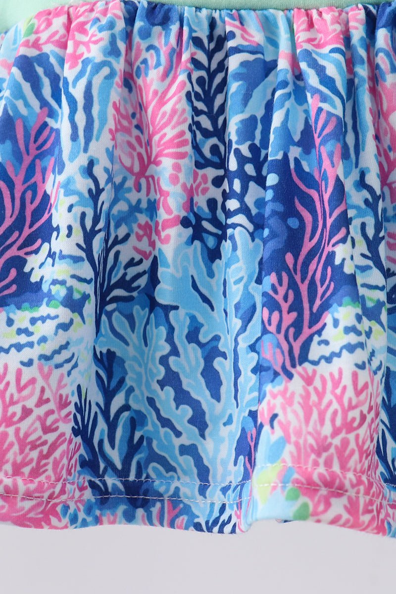 Blue marine creature print ruffle bloomer set - Abbies Place