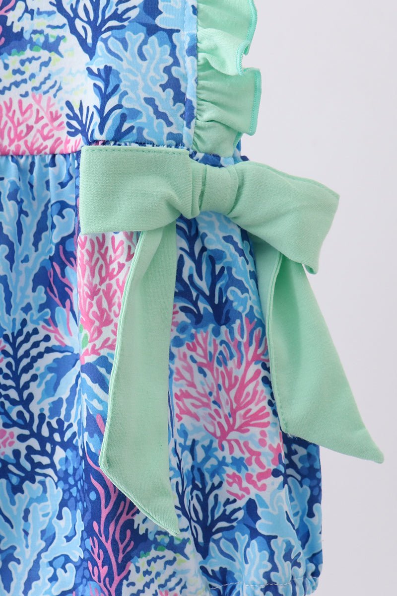 Blue marine creature print ruffle bubble - Abbies Place