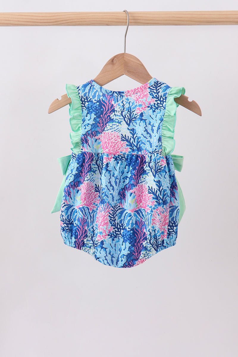 Blue marine creature print ruffle bubble - Abbies Place
