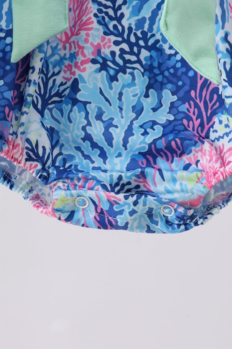 Blue marine creature print ruffle bubble - Abbies Place