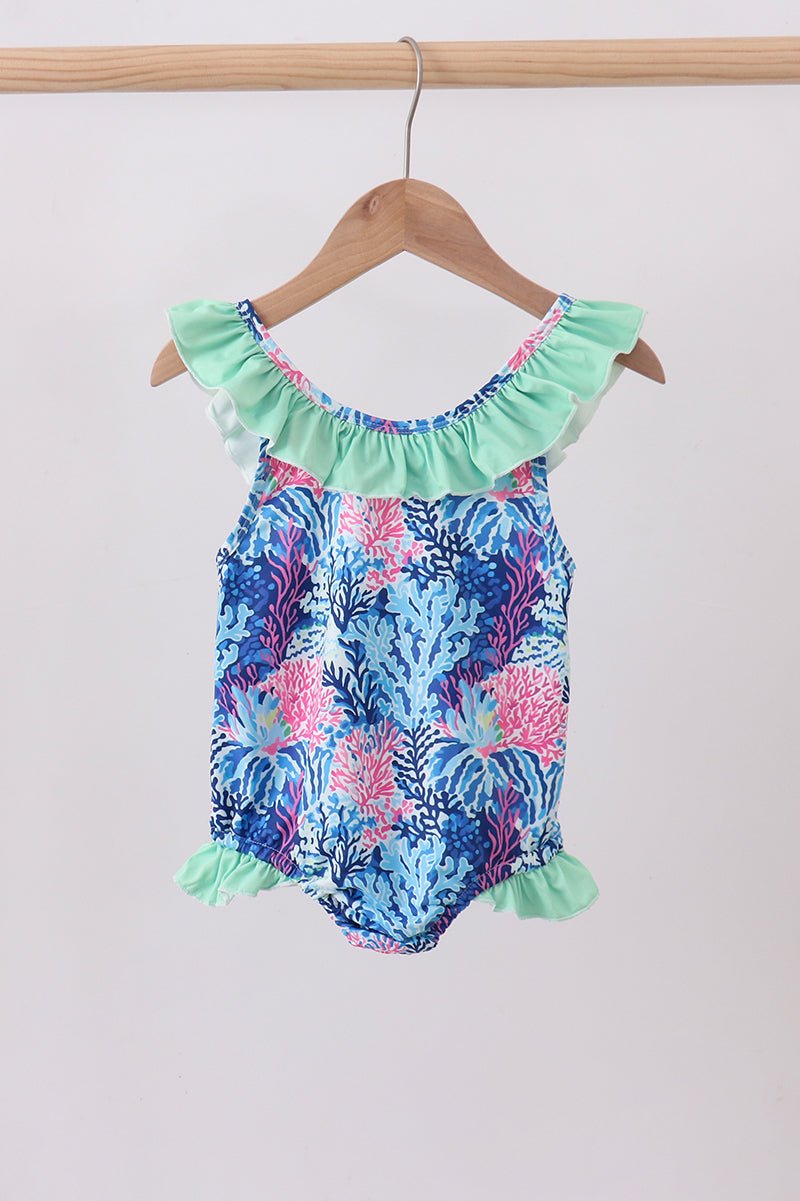 Blue marine creature print swimsuit - Abbies Place