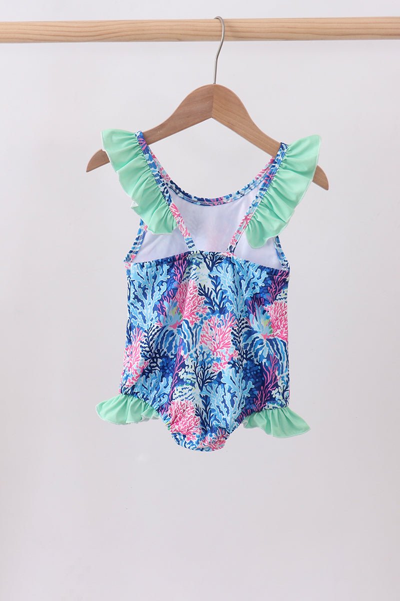 Blue marine creature print swimsuit - Abbies Place